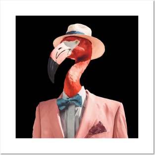 Mr. Pink Flamingo in Pink Suit Posters and Art